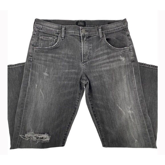 Agolde Isabel Slim Fit Boyfriend Distressed Denim Black Jeans Soft Rip 29 EUC - Picture 1 of 14